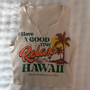 SHEIN Cream Relax Hawaii Tank Top